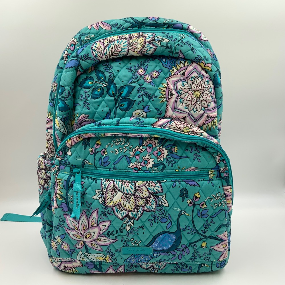 Vera Bradley Peacock Garden Backpack RFID Mini Hipster and Zip ID Case 3pc Set